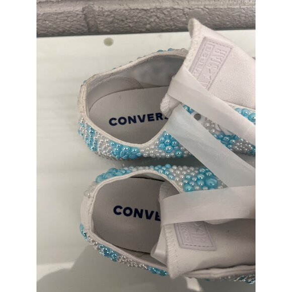 Converse Unisex Faux Pearl & Rhinestone Custom Sneakers Size M 6 / W 8 - Picture 6 of 11